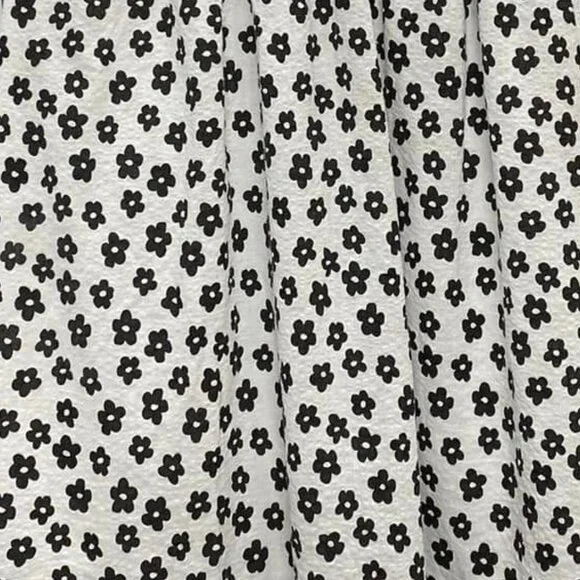 Black & White Floral Puff Sleeve Midi Dress - Picture 4 of 4